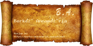 Berkó Annamária névjegykártya